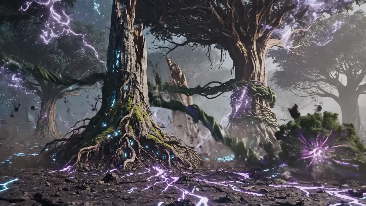 Magical Forest with Lightning
