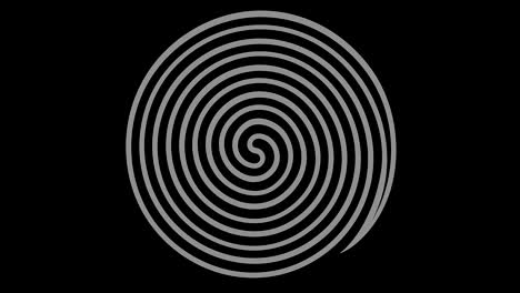 graphic object in black and white with stroboscopic and hypnotic effect, which rotates clockwise decreasing the size from full screen to disappearing in the center, in 16: 9 video format