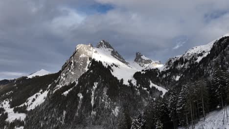 Discovering gorgeous mountain with snow summit enlightened, Dent d'Oche, Bernex