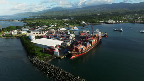 apia port and marina in upolu, samoa - aerial drone shot