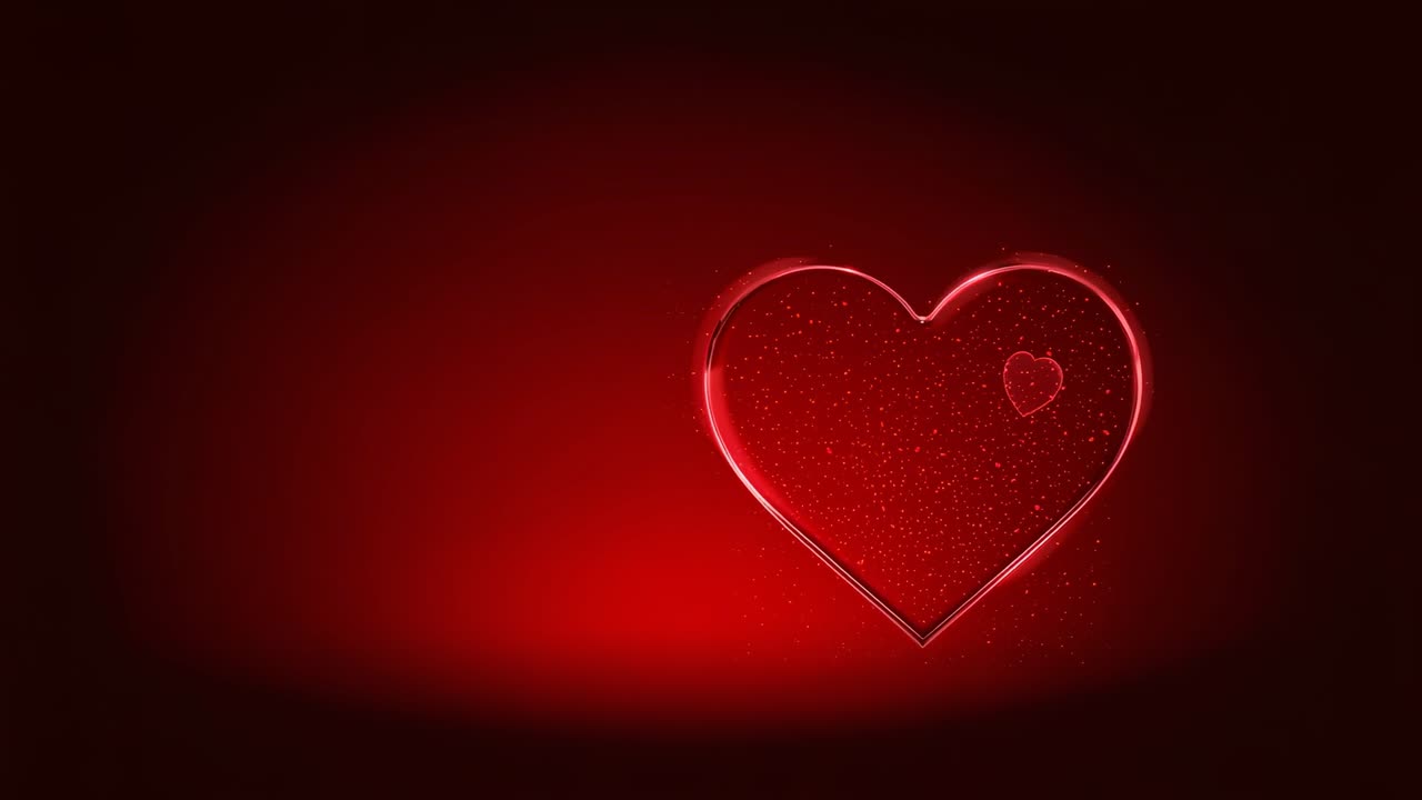 Cuore rosso lucido pulsante iniziale con contorno interno scintillante impostato per imitare il battito cardiaco, spazio per la copia