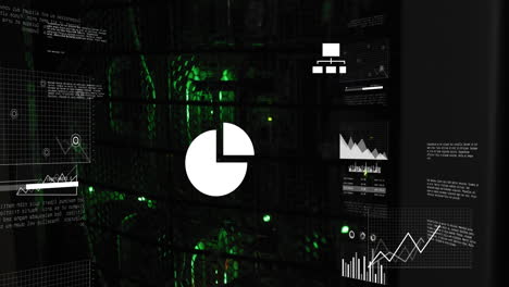 animación del procesamiento de datos contra el cierre del servidor de computadora