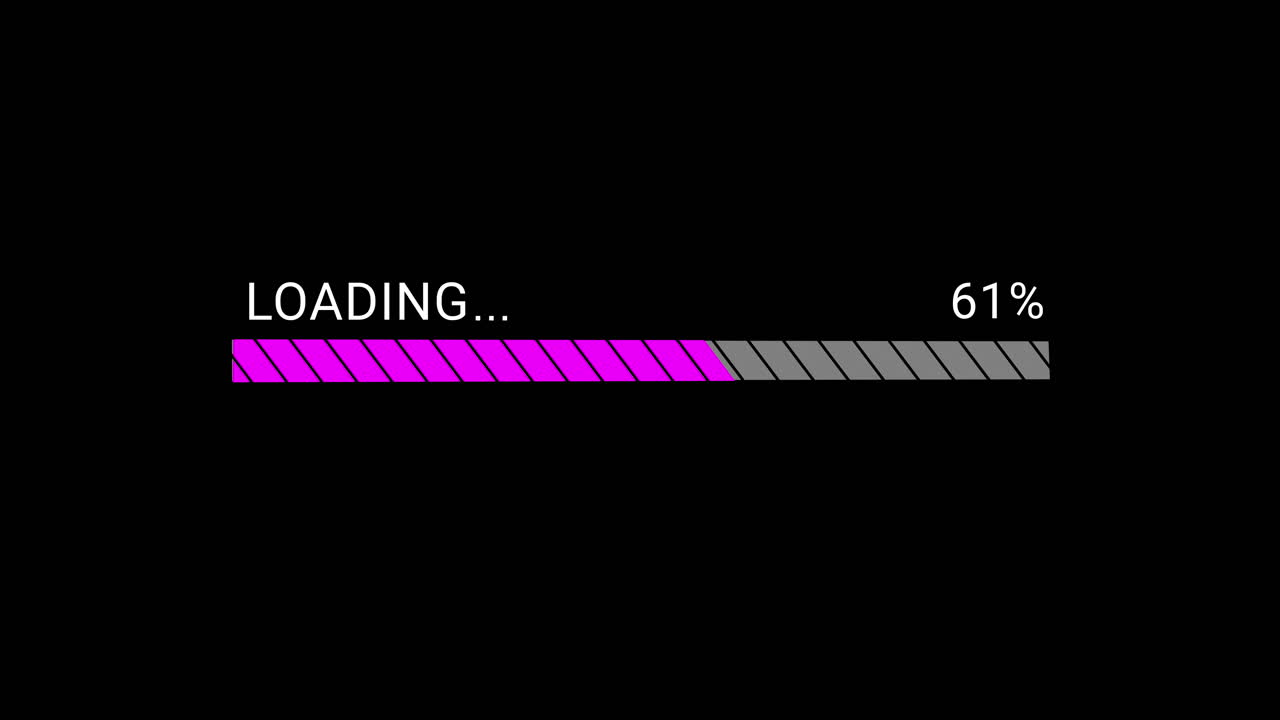 Digital Loading Progress Bar Animation on Black Background