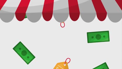compras en línea animación dinero de movimiento y cupones