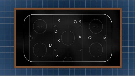 animation of x and circles with arrows on sports court over grid pattern against black background