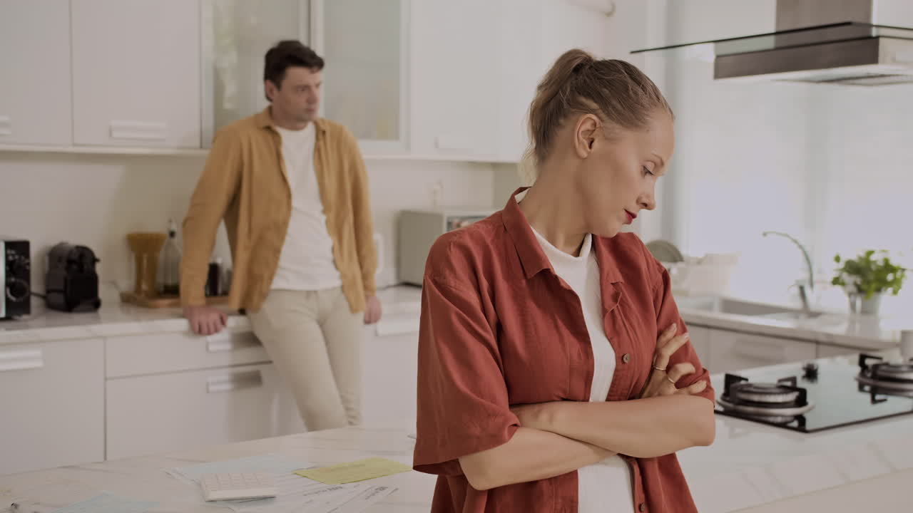 Wife and Husband Having Disagreement at Kitchen