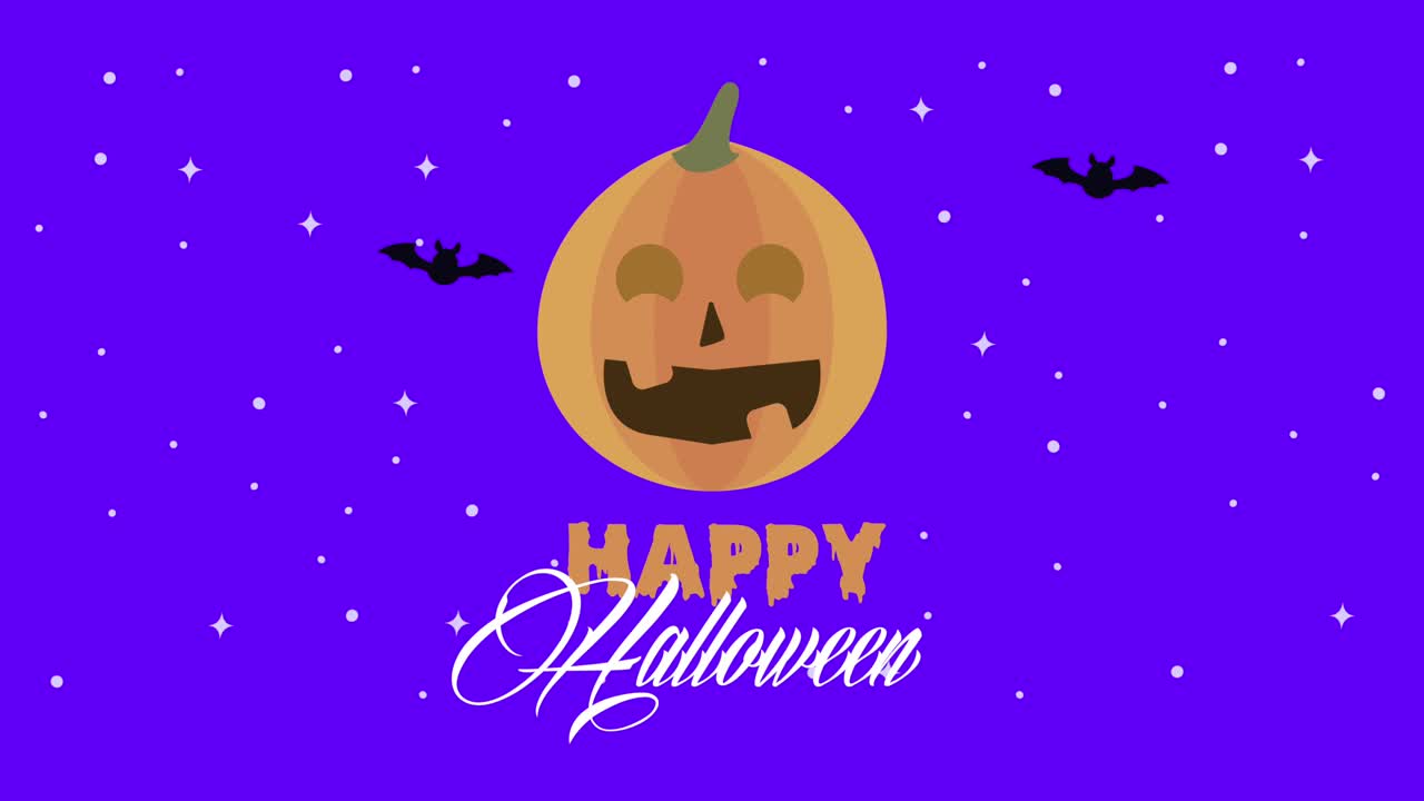 feliz animación de letras de halloween con calabaza sonriente