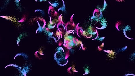 magic particles form beatuful trails. 3d render abstract colorful explosion with luma matte like alpha channel. rainbow color explosion.