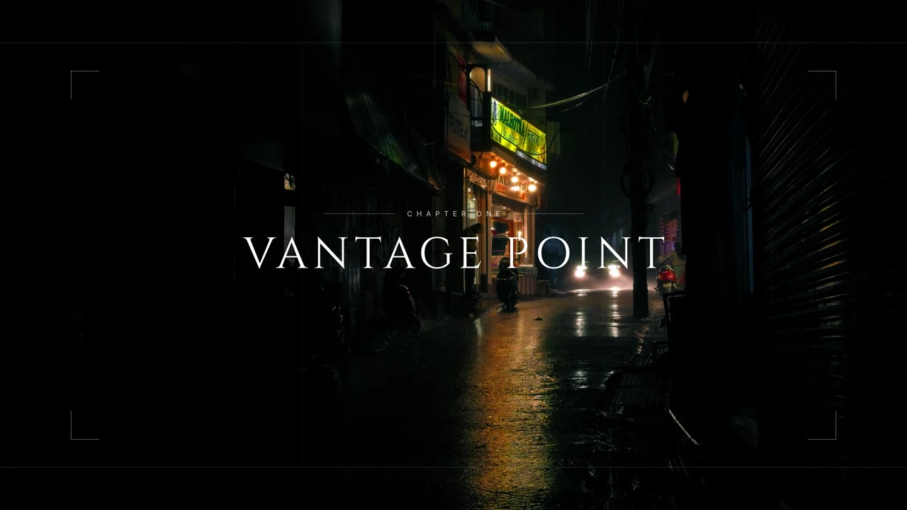 Nighttime Street Scene in a Narrow Urban Alleyway