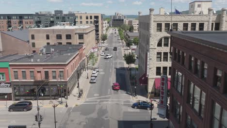 aerial shot of highway 53 at downtown of la crosse in wisconsin, usa.