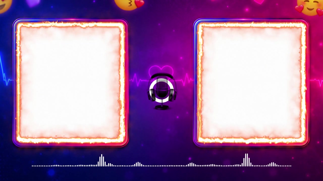 Modello di visualizzatore musicale dinamico con cornici luminose e microfono.