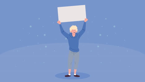 man holding a blank sign