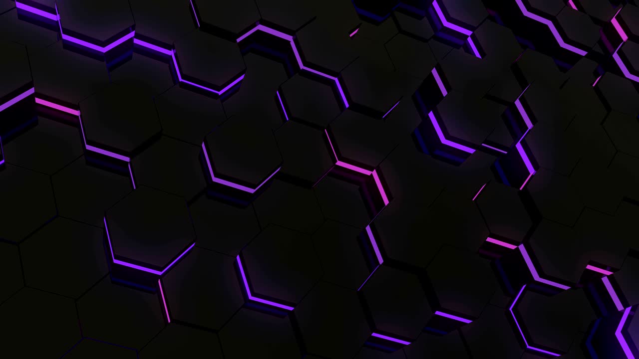 Abstract hexagonal glowing background. Flying over the luminous hexagons. Seamless loop sequences.