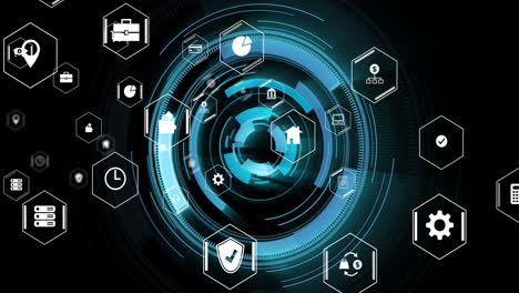 animation of icons and data processing over scope scanning