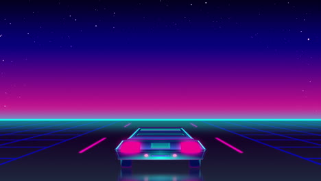 animation of road with blue and pink sky at night