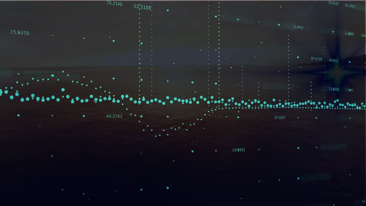 Animation of data processing over sea