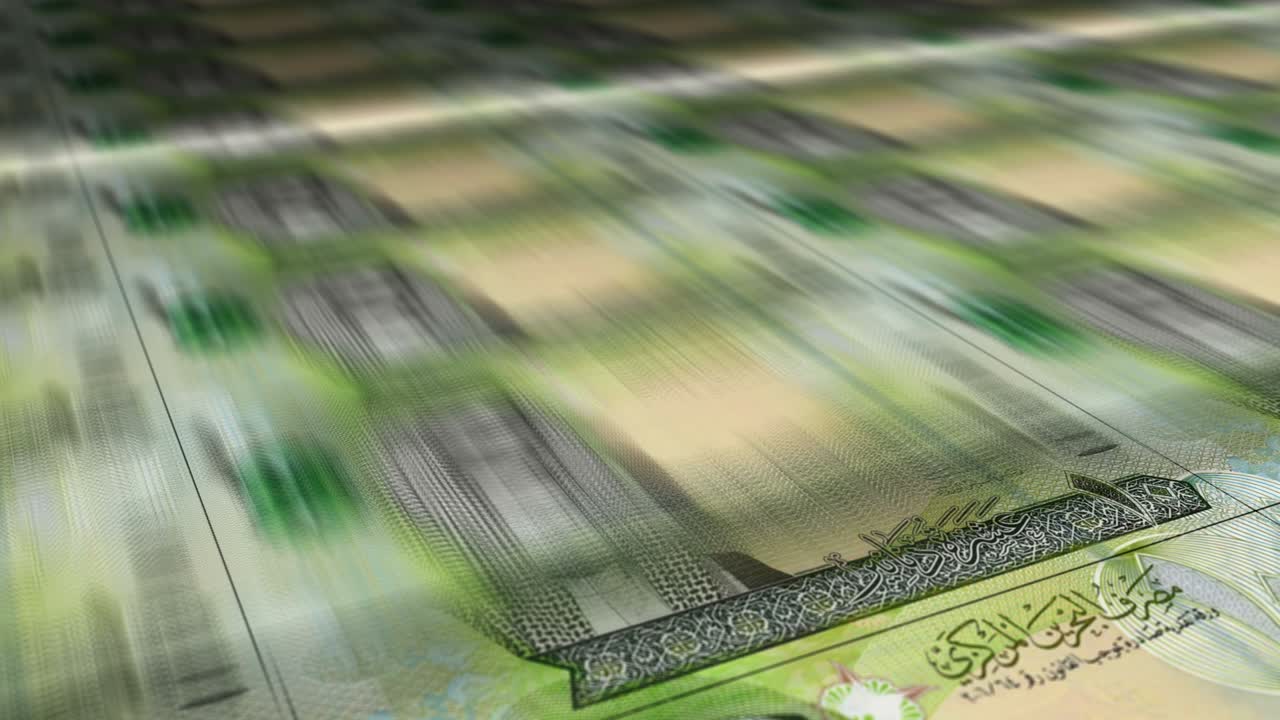 impresión de hojas de dinero de dinar de bahréin en bucle sin costuras
