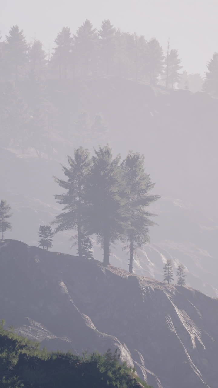 안개 가 가득 한 산악 풍경