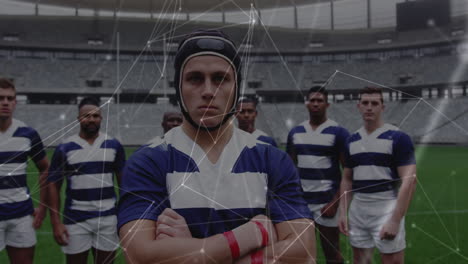 animación de la red de conexiones entre diversos jugadores de rugby masculinos
