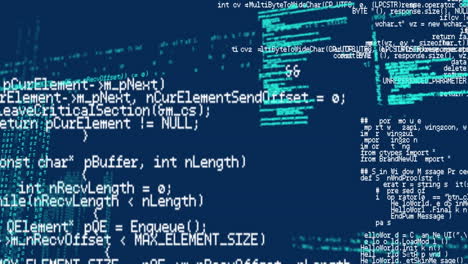 animazione dell'elaborazione dei dati su sfondo blu