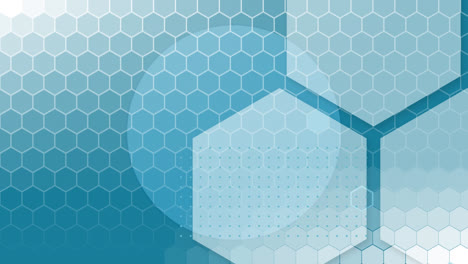 animation of network of hexagons and data processing on blue background