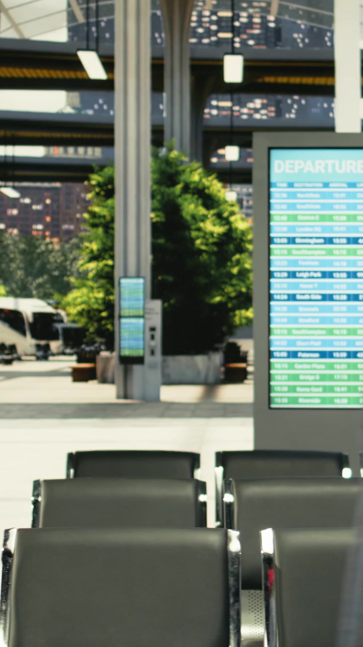 Stazione degli autobus affollata con persone diverse che si preparano per un viaggio in pullman interstatale.