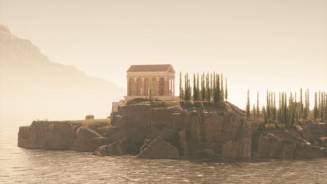 exploring the tranquil ruins of an ancient roman temple by the sea at dawn