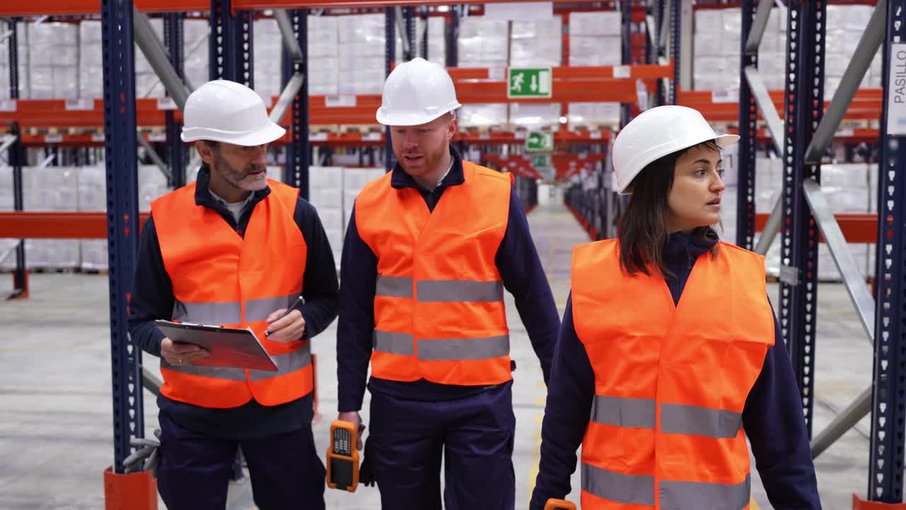 Trabajadores de almacén en un centro de distribución