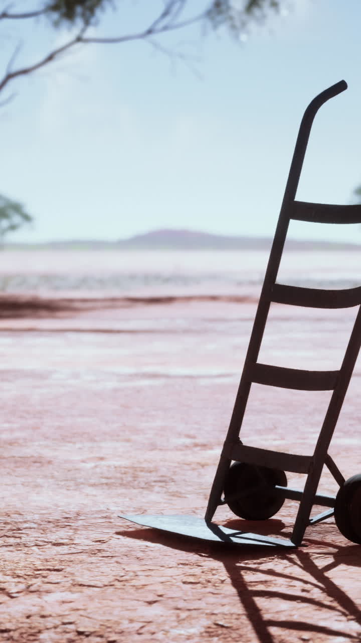 camión de mano en un paisaje desértico