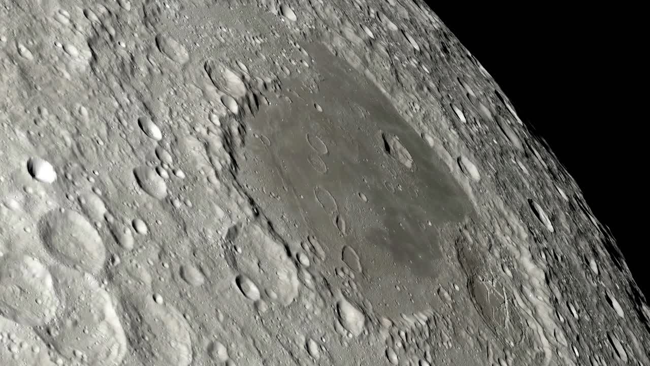 The surface of the Moon, detailed lunar craters. 4K. Planetary science astronomy