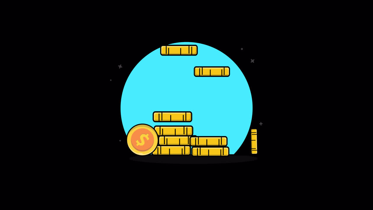 Animated Gold Coins Stacking with Percentage Symbol