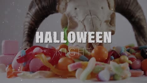 Animación-De-La-Noche-De-Halloween-Sobre-Dulces-Y-Fondo-De-Muflón