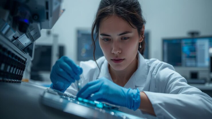 Scientist working in a medical research laboratory