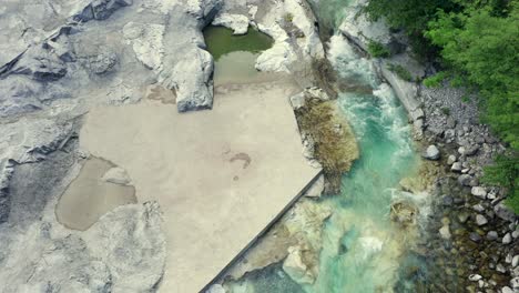amazing serio river with its crystalline green waters, bergamo, seriana valley,italy