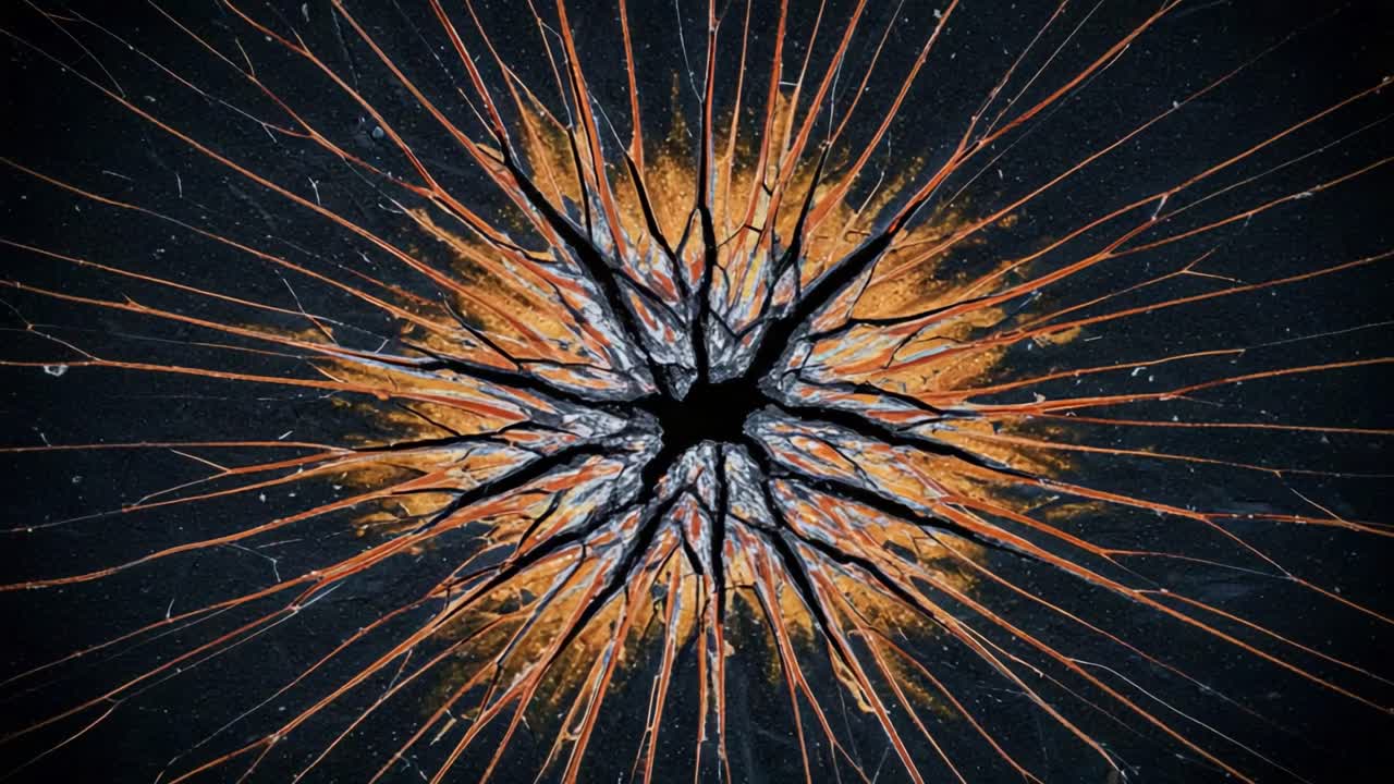 Dynamic Visuals of a Crackling Explosion: A Stunning Depiction of Energy and Fracture in Abstract Art