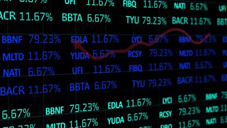 animation of financial data processing over red arrow