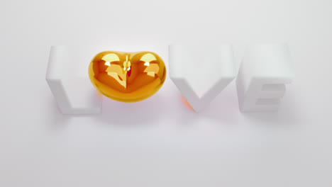 white love letters sign with the orange heart instead of "o" letter