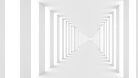 futuristic empty white corridor with rectangular walls and bright light