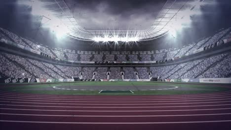 animation of networks of connections turning over sports stadium