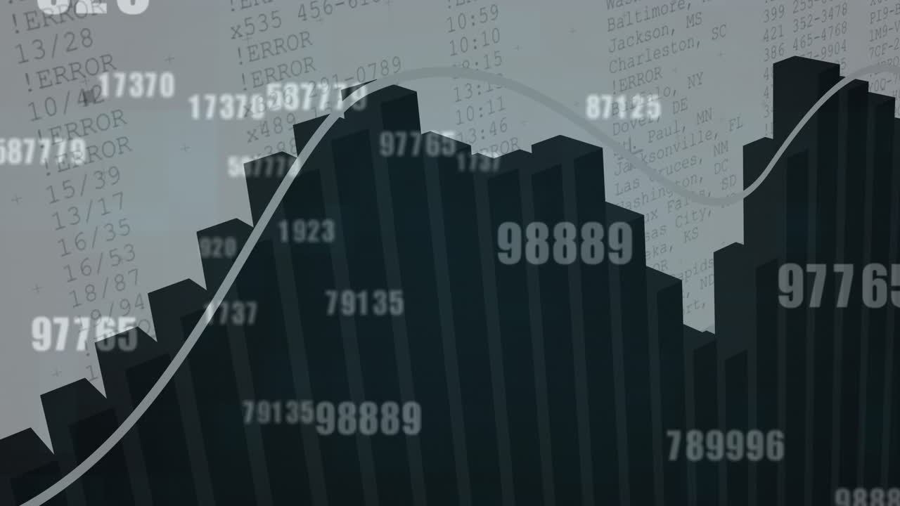 анимация обработки финансовых данных на белом фоне