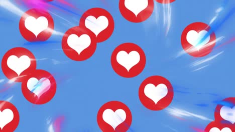 animación de formas que se mueven sobre los corazones.