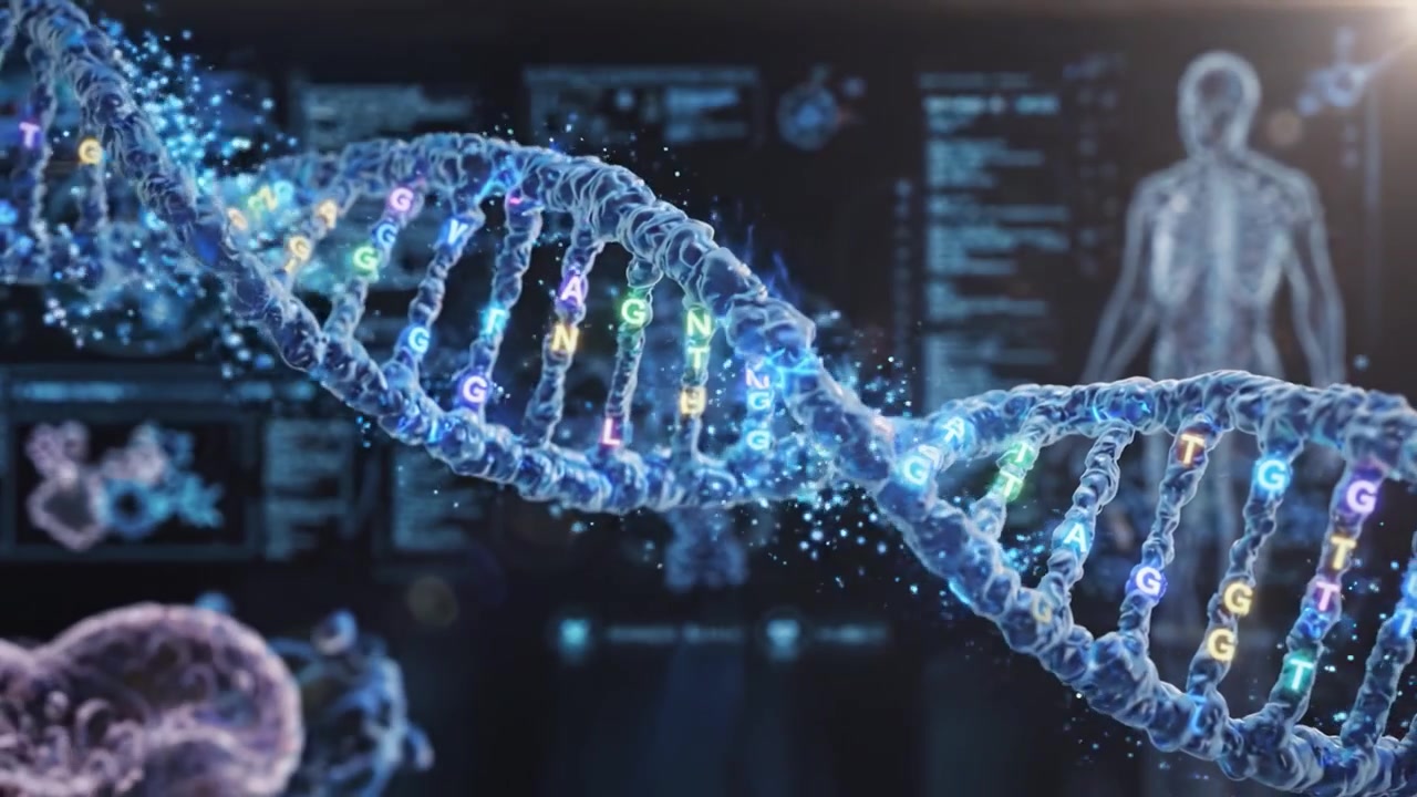 Exploring the Intricacies of DNA: A Visual Journey Through the Double Helix Structure and Genetic Code Representation in a Futuristic Laboratory Environment
