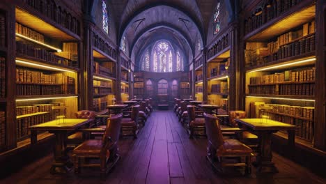 a beautiful library interior with books and tables