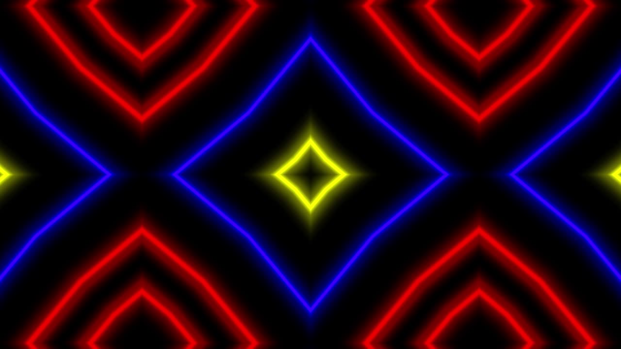 Neon geometric pattern illumination animation motion graphics