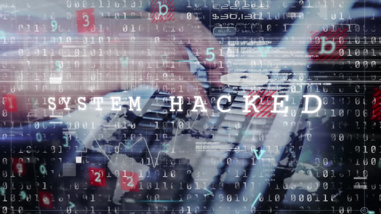 온라인 보안 개념의 디지털 복합 비디오 키보드에 입력하는 사람에 대한 단어