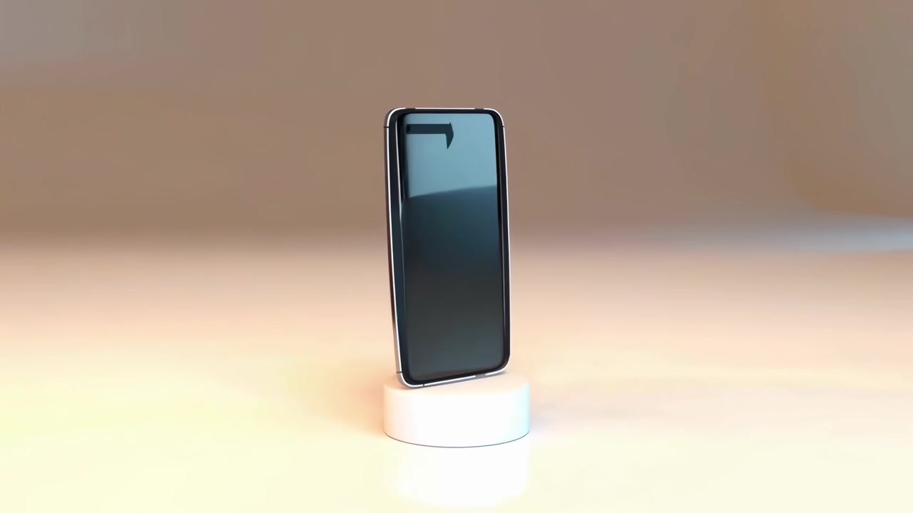 Smartphone moderno in rotazione su un espositore
