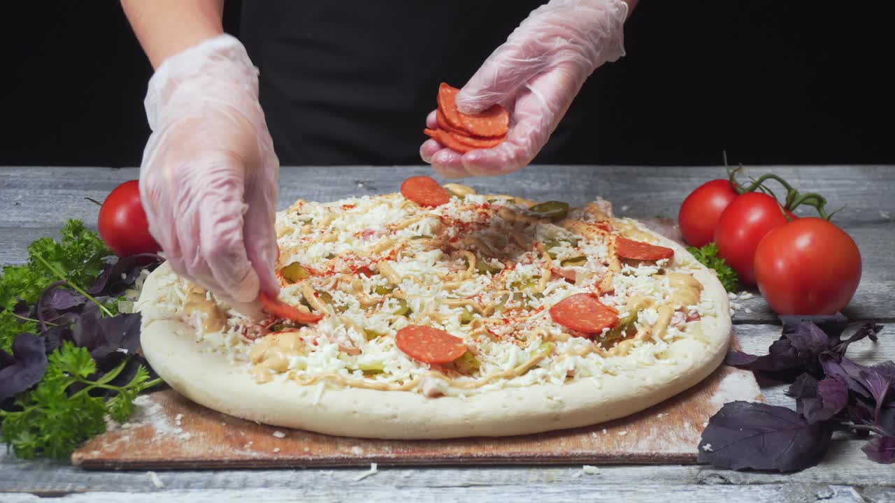 피자를 준비하고 있습니다.