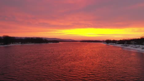 winter sunrise/sunset over a frozen river