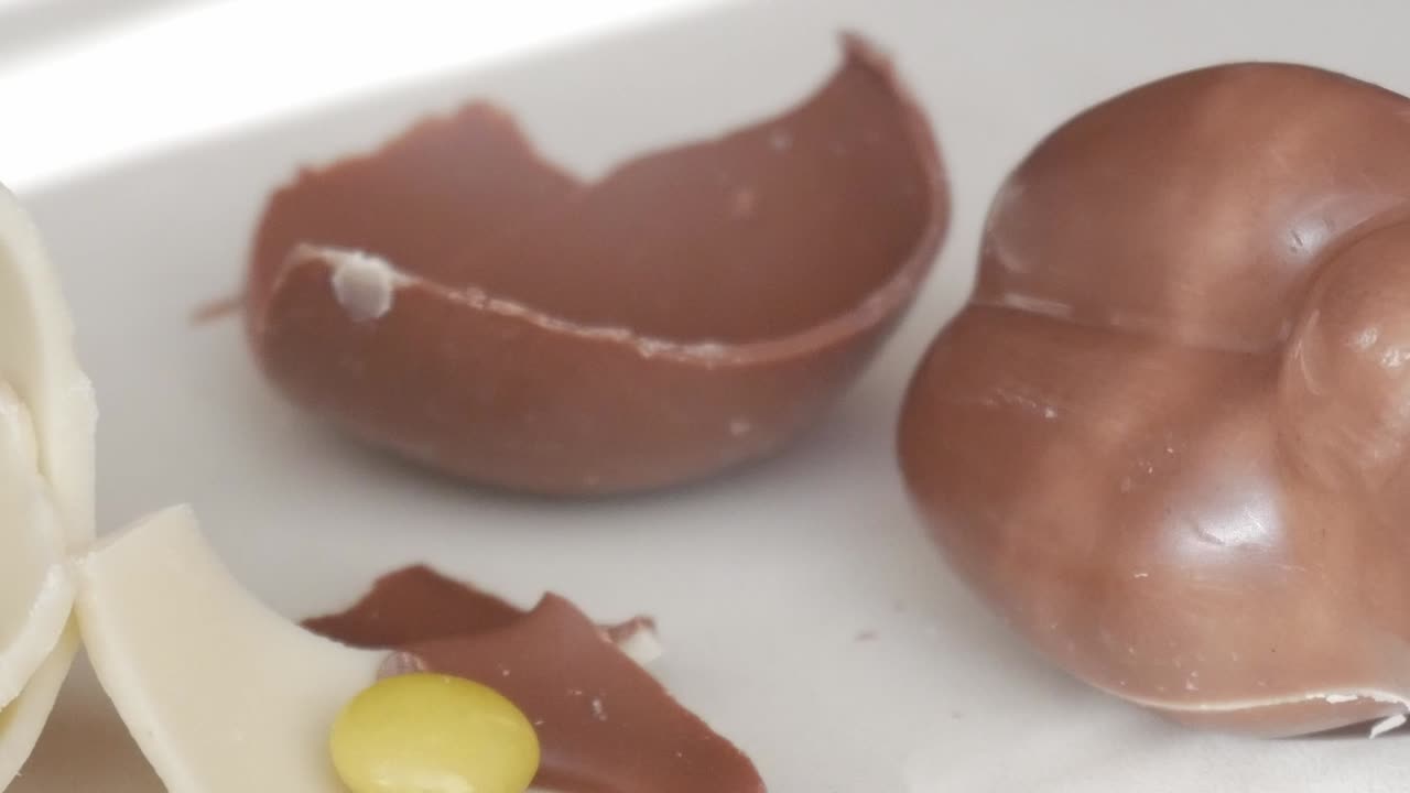 Broken chocolate egg for Easter symbolizes joy and celebration