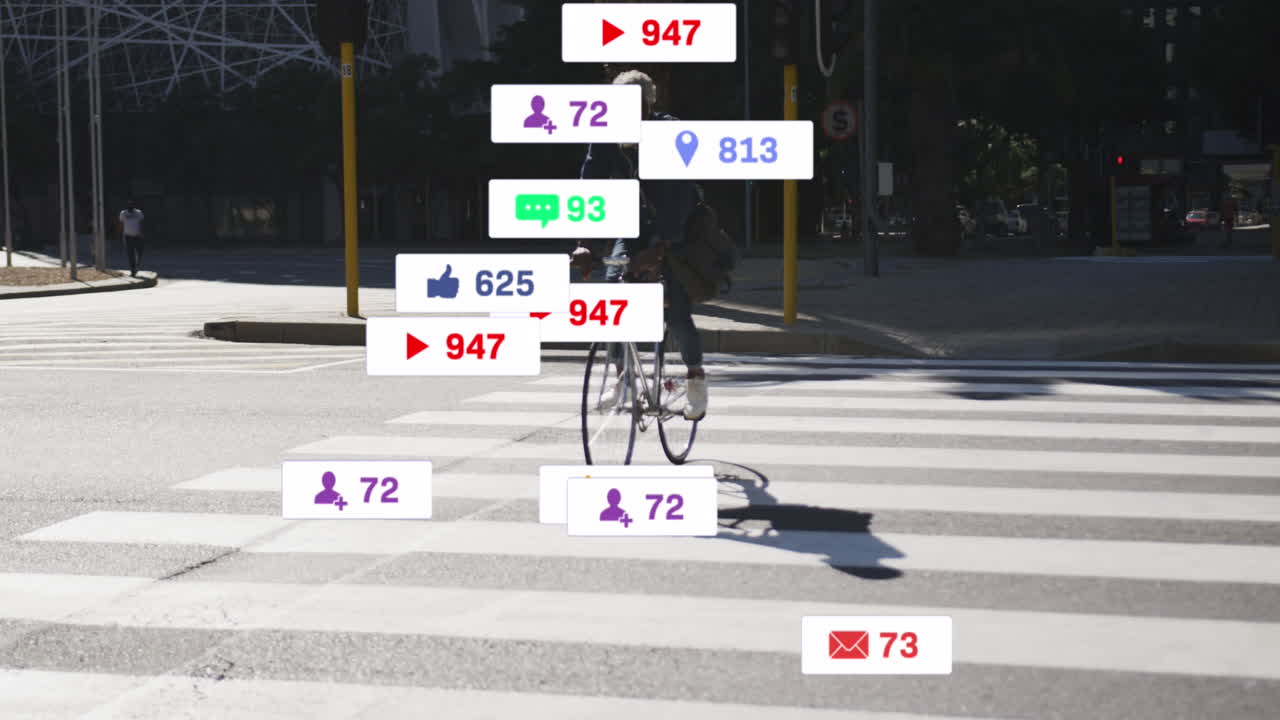 시니어 아프리카계 미국인 남성 사이클링에 대한 미디어 아이콘의 애니메이션